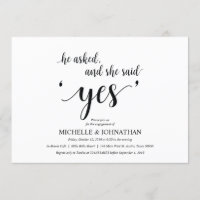She said yes, Engagement Party invites
