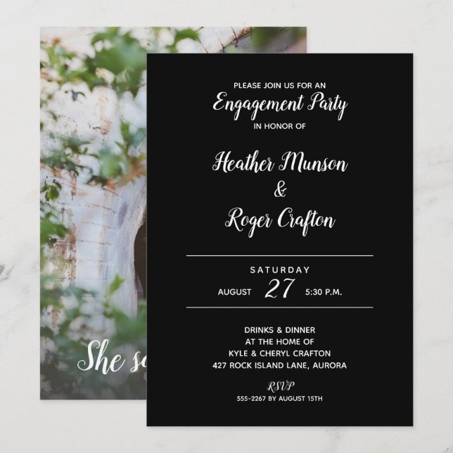 She Said Yes ENGAGEMENT PARTY Invites | Add PHOTO (Front/Back)