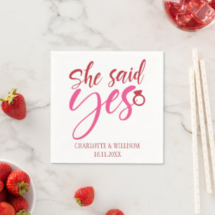 She Said Yes Engagement Party Napkin