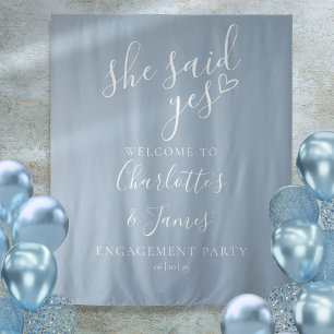 She Said Yes Engagement Party Photo Prop Tapestry