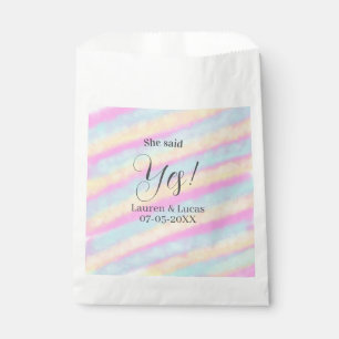 She said yes engagement party pink blue yellow ste favour bag