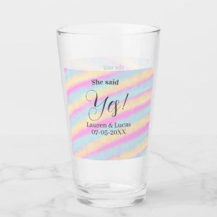 She said yes engagement party pink blue yellow ste glass