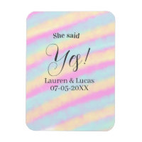 She said yes engagement party pink blue yellow ste