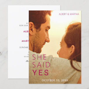 She said yes Engagement photo  Invitation