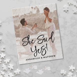She Said Yes Engagement Photo Jigsaw Puzzle