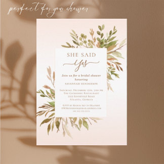 She Said Yes Fall Greenery Bridal Shower Invitation