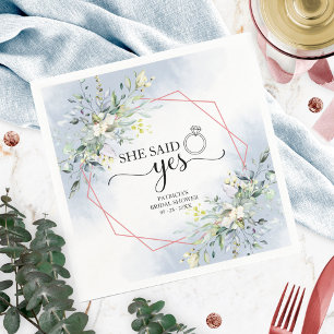 She Said Yes Greenery Bridal Shower Napkin