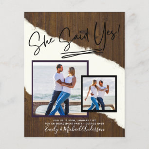 She Said Yes! handwritten Photo Engagement Party Flyer
