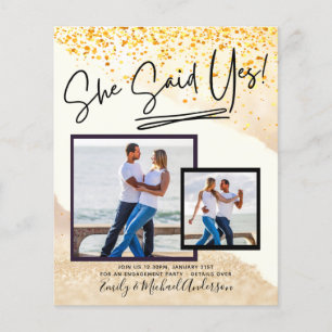 She Said Yes! handwritten Photo Engagement Party Flyer