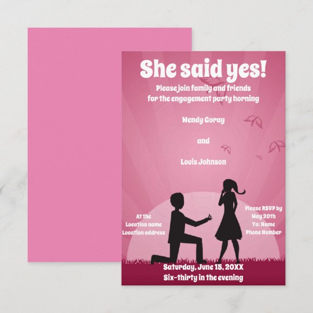 She Said Yes! Invitation (Front/Back)