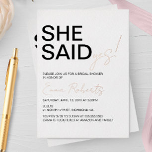 She Said Yes, Minimalist Bridal Shower