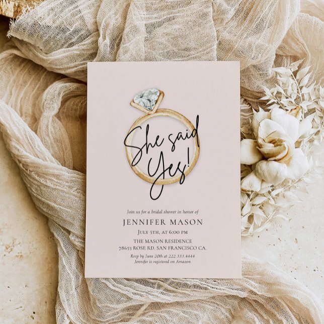 She Said Yes Modern Bridal Shower Invitation (Creator Uploaded)