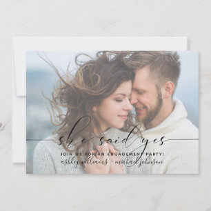 She Said Yes Modern Engagement Party Invite