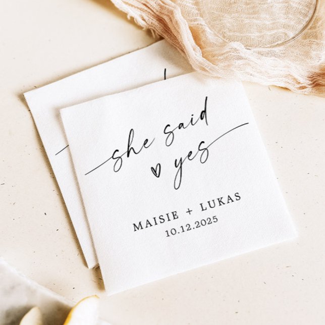 She Said Yes Modern Engagement Party Napkins (Creator Uploaded)
