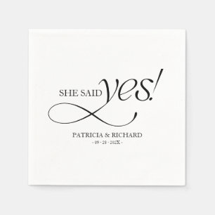 She Said Yes Modern Minimalist Engagement Party Napkin