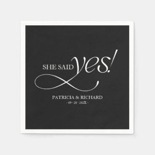 She Said Yes Modern Minimalist Engagement Party Napkin