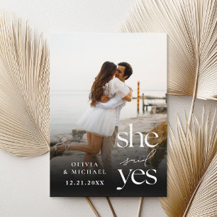 She Said Yes Modern Photo Engagement Announcement