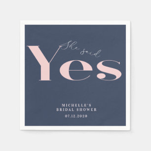 She said yes modern typography bridal shower napkin