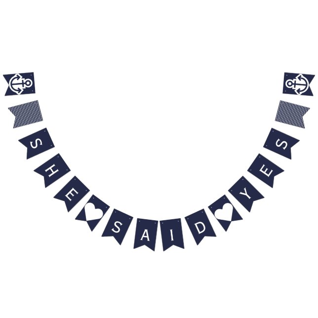 She Said Yes Nautical Wedding Bunting (All)