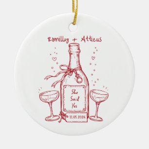 She Said Yes Personalised Engagement Keepsake Ceramic Ornament