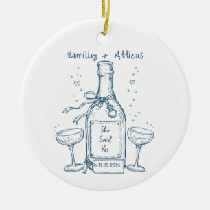 She Said Yes Personalised Engagement Keepsake Ceramic Ornament