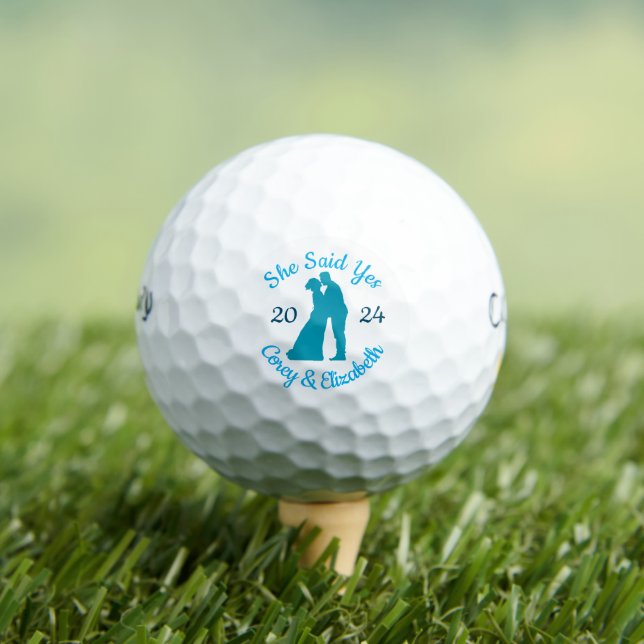 She Said Yes Personalised Names Golf Balls (Insitu Tee)