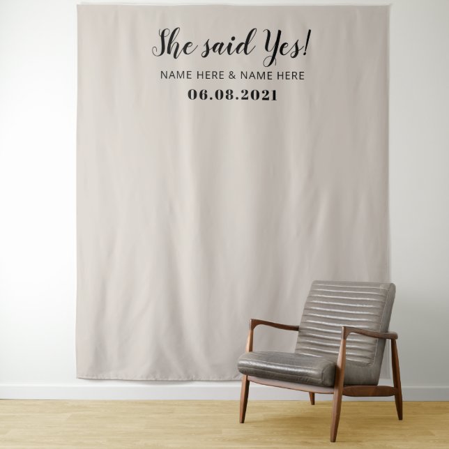 She Said Yes Photo Booth Engagement Backdrop  Tapestry (In Situ)