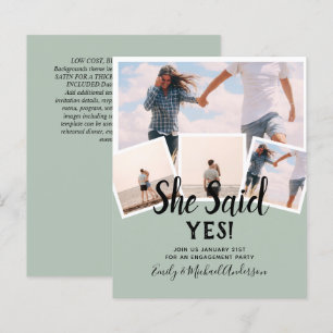 She Said Yes! PHOTO ENGAGEMENT Announcement Invite