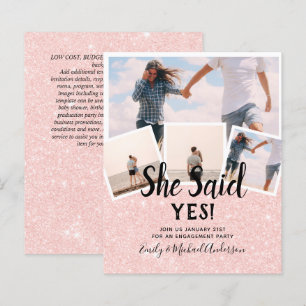 She Said Yes! PHOTO ENGAGEMENT Announcement Invite