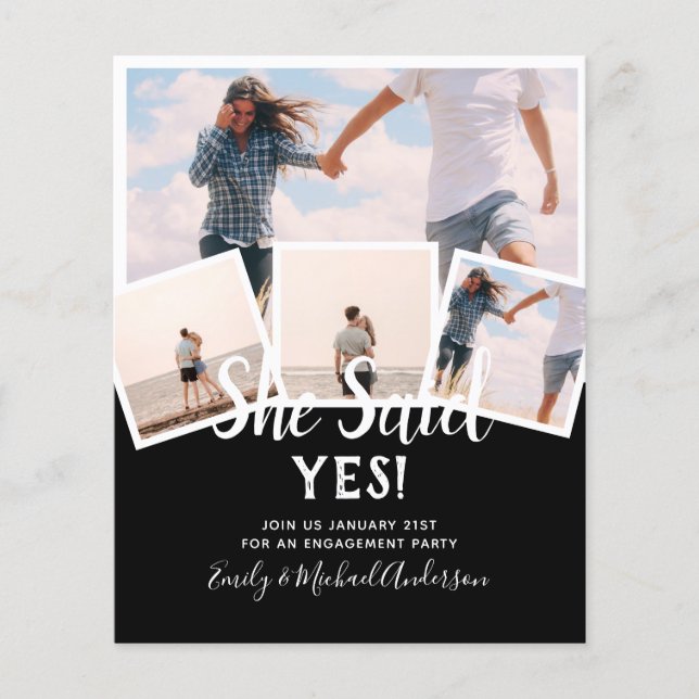 She Said Yes! PHOTO ENGAGEMENT Announcement Invite Flyer (Front)
