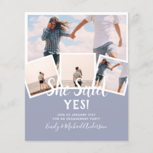 She Said Yes! PHOTO ENGAGEMENT Announcement Invite Flyer