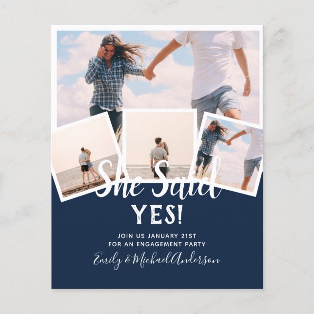 She Said Yes! PHOTO ENGAGEMENT Announcement Invite Flyer (Front)