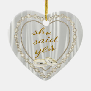 She Said Yes, Photo Engagement Ceramic Tree Decoration
