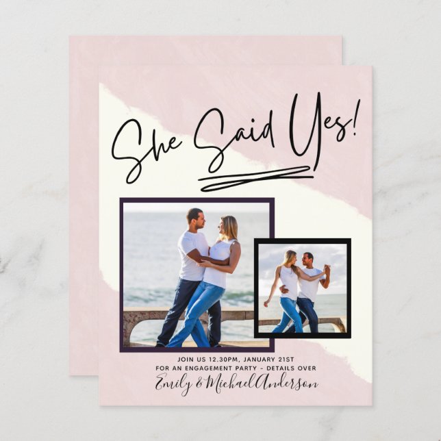 She Said Yes - Photo Engagement Party Invitation (Front/Back)