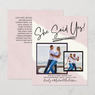 She Said Yes - Photo Engagement Party Invitation