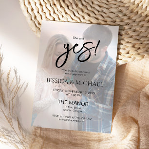 She Said Yes! Photo Engagement Party  Invitation