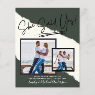 She Said Yes - Photo Engagement Party Invitation Flyer