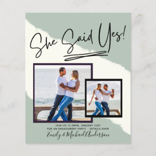 She Said Yes - Photo Engagement Party Invitation Flyer