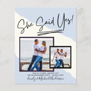 She Said Yes - Photo Engagement Party Invitation Flyer