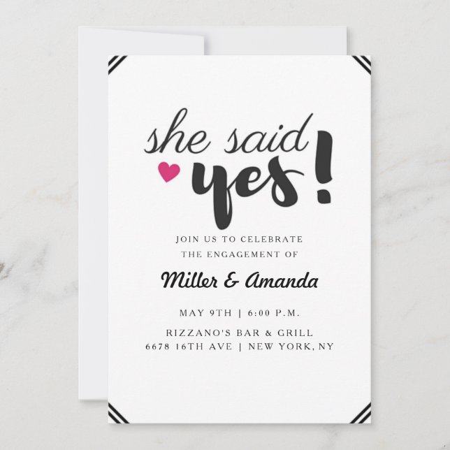 She Said Yes Photo Engagement Party Invite (Front)