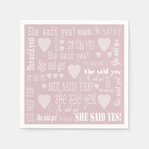 She Said Yes Pink Engagement Party Napkin