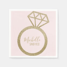 She Said Yes! Pink/Gold Glitter Engagement Ring