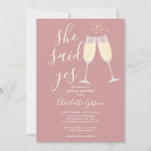 She Said Yes QR Code Bridal Shower Dusty Rose Pink Invitation
