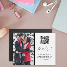 She said yes! QR code Photo Template Save the Date