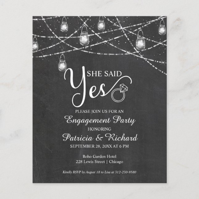 She Said Yes Rustic Engagement Party Invitation (Front)