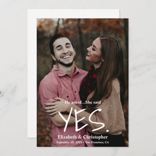 She said Yes Save the date photo (Front/Back)