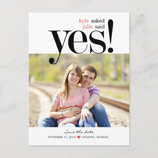 SHE SAID YES Save The Date Postcard (Front)