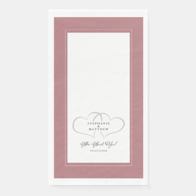 She Said Yes Wedding Engagement Elegant Dusty Rose Napkin (Front)