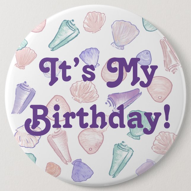 She Sells Sea Shells Birthday Girl Pin (Front)