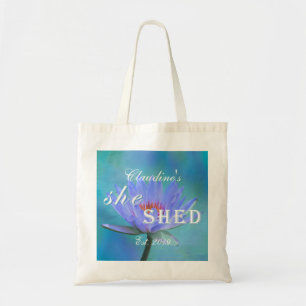 She Shed Shades of Blue Water Lily Budget Tote Bag